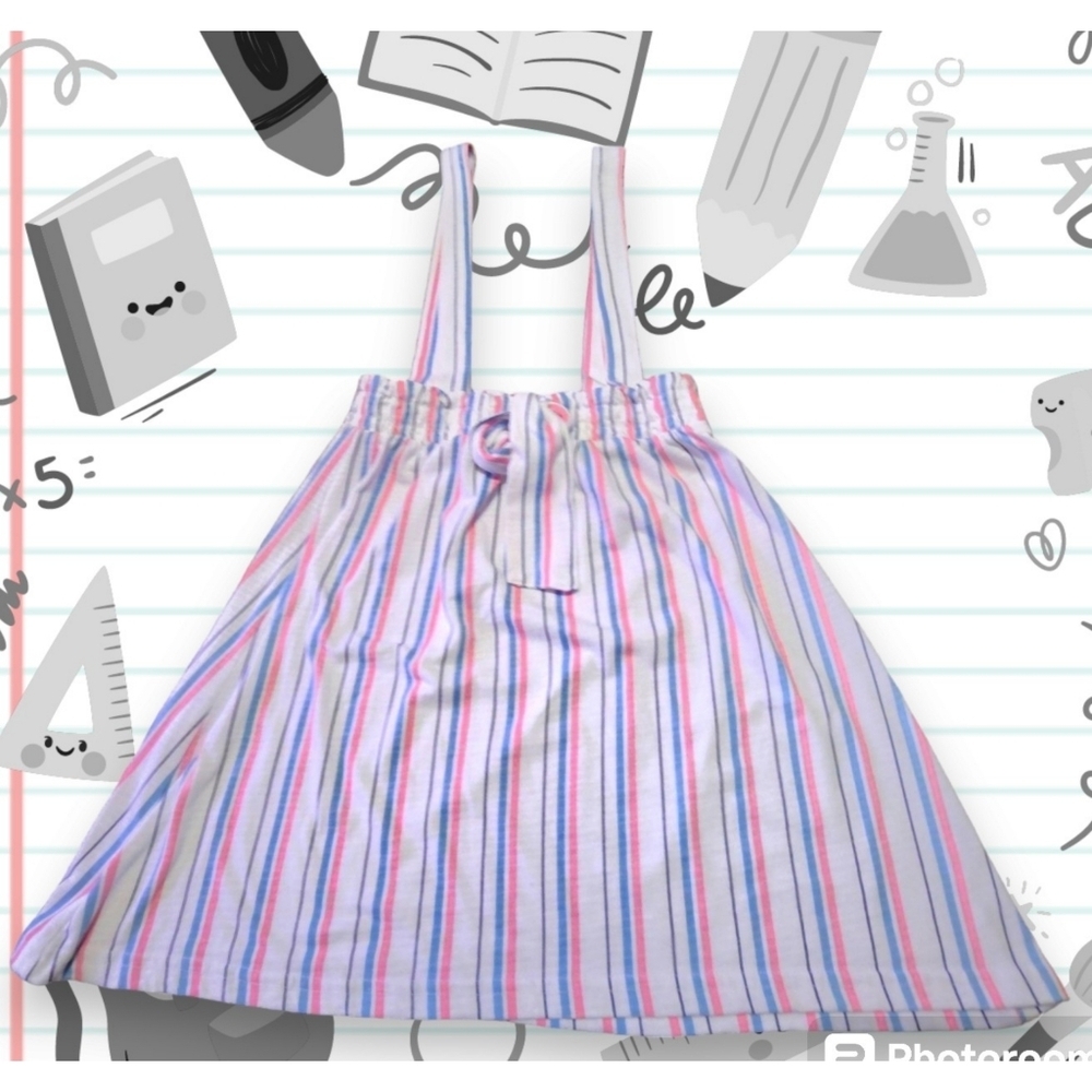 Pink Velvet Striped Pinafore tank White Size 12